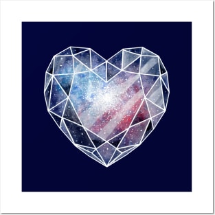 Galaxy crystal heart Posters and Art